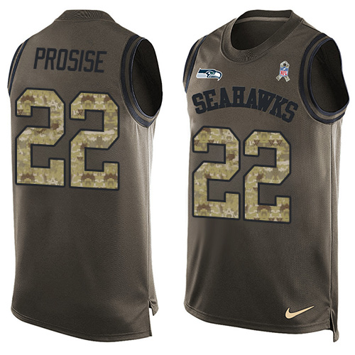 Nike Seahawks #22 C. J. Prosise Green Men's Stitched NFL Limited Salute To Service Tank Top Jersey - Click Image to Close